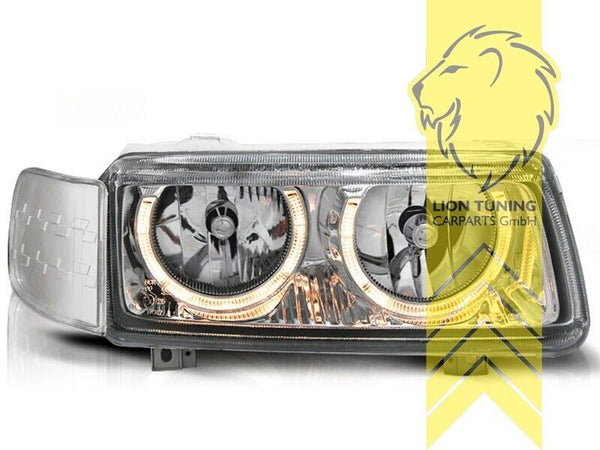 LT LED DRL Halo Headlights VW Passat B3 35i 91-98 Limo Variant H7 chrome LHD