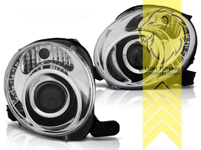 LT LED DRL Lightbar Headlights Fiat 500 312 Chrome 07-16 LHD