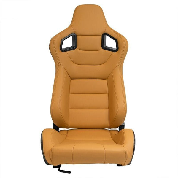 Auto-Style RK x1 Univ Reclining Sports Bucket Seat Beige & Carbon Edition inc slides