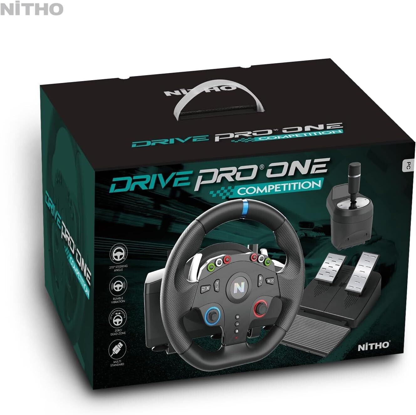 Nitho Drive Pro ONE Competition PC Game Racing Wheel + Separate Shifter + Pedals