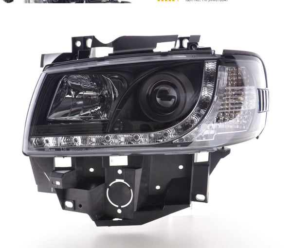 FK Pair LED DRL Halo Lightbar Headlights VW Transporter T4 LONG 96-03 Black LHD