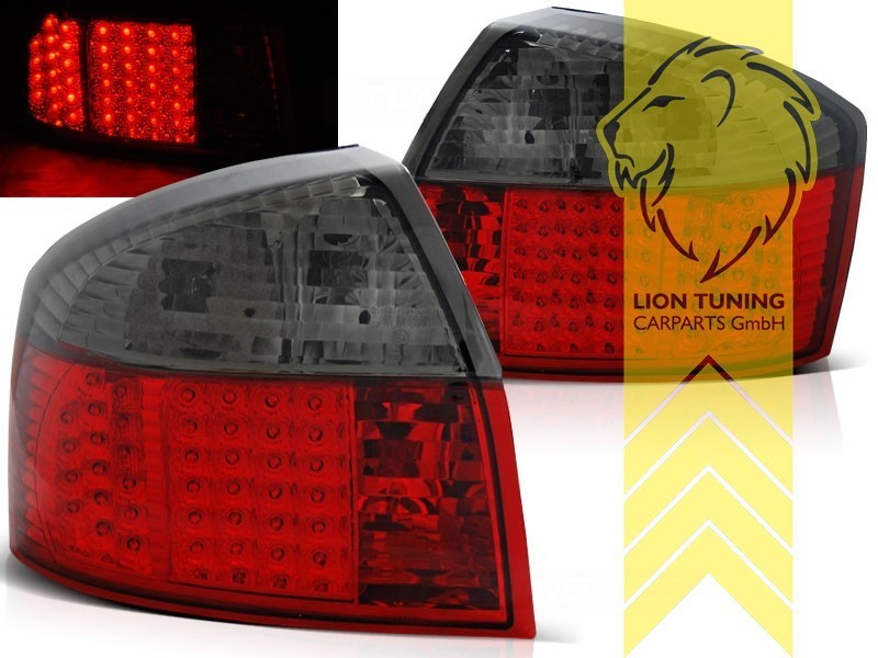 LT LED Lightbar Pair Rear Lights Tail Audi A4 B6 8E 00-04 sedan red black LHD