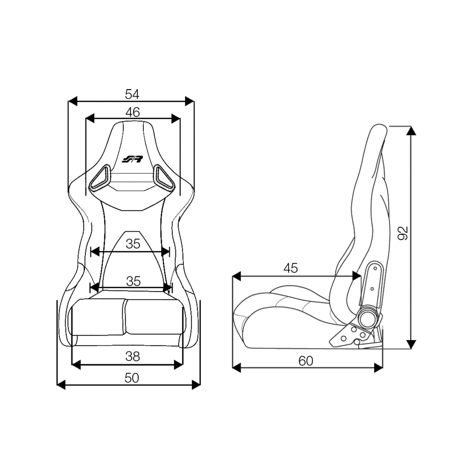 Simoni Universal Pair Luxe x2 Red Stitch Carbon Black Car Bucket Seats + slides