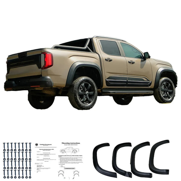 OW Fender Flares Wide Arch Extension Kit VW Amarok MK2 2022+ ABE TUV Black ABS