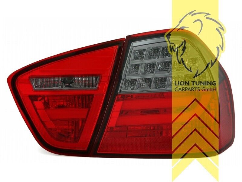 LT Pair LED Lightbar DRL Rear Lights Tail Lamps BMW E90 sedan red black LHD