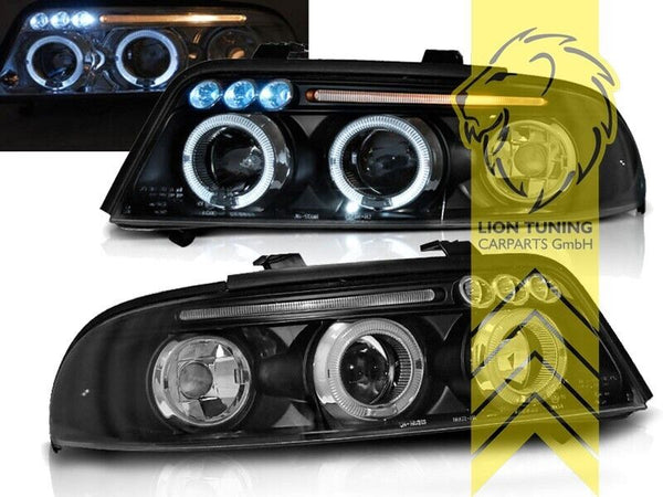 LT LED DRL Halo Headlights Audi A4 B5 8D Sedan Avant Facelift 99-01 black LHD