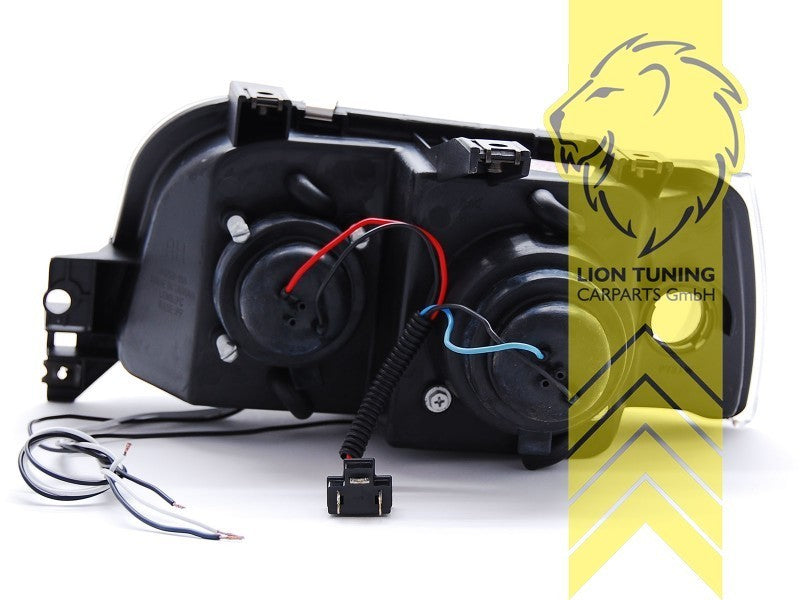 LT Set LED DRL Halo Ring Headlights Renault Clio A 1 MK1 Black 90-96 B57 C57 LHD