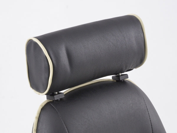 UK FK Pair Universal Fixed Back Classic Retro Bucket Seats Black White Piping