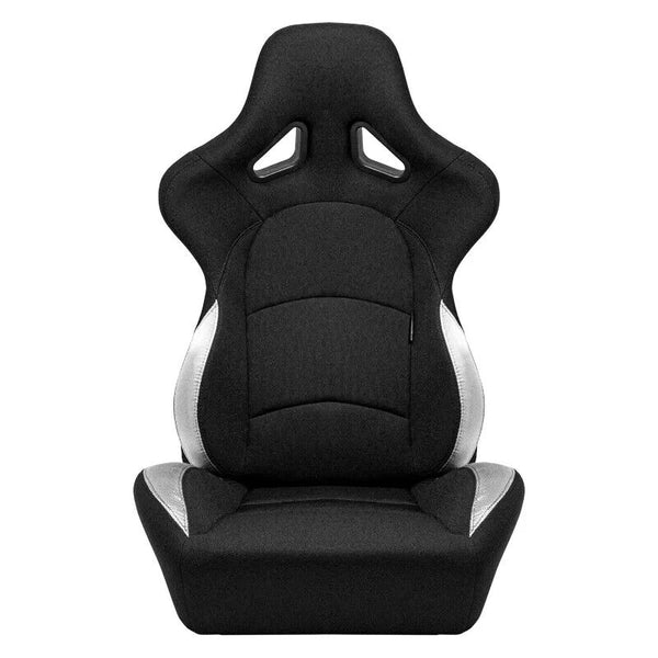 ATS BS2 x1 Universal Recline Fibreglass Hard Back Sports Bucket Seat Black Silver Textile Fabric