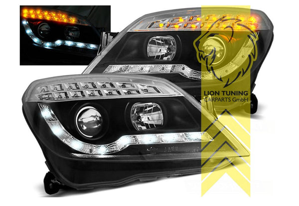 LT Set LED DRL Halo Lightbar Headlights Opel Vauxhall Astra H 04-10 Black LHD