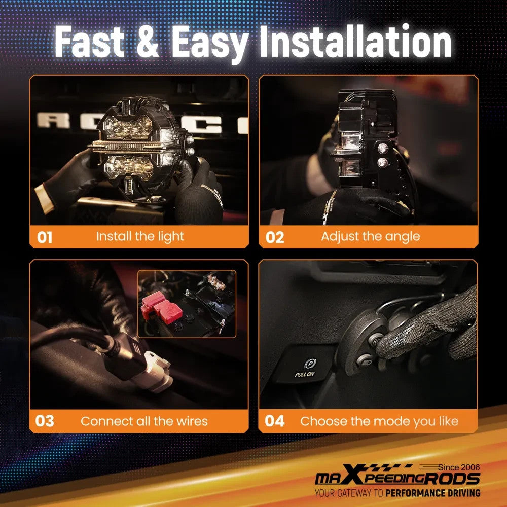 MXPR 5" 212W LED Headlights Fog Lights Spot Beam RGB DRL Round Pod Lamps