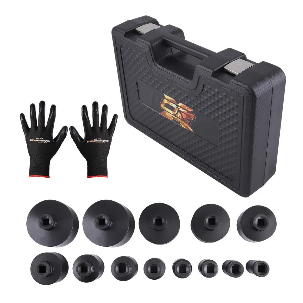 MXPR 13PC Special Socket Set For Grooved Nuts Internal Teeth 18-80mm 1/2DR Lock