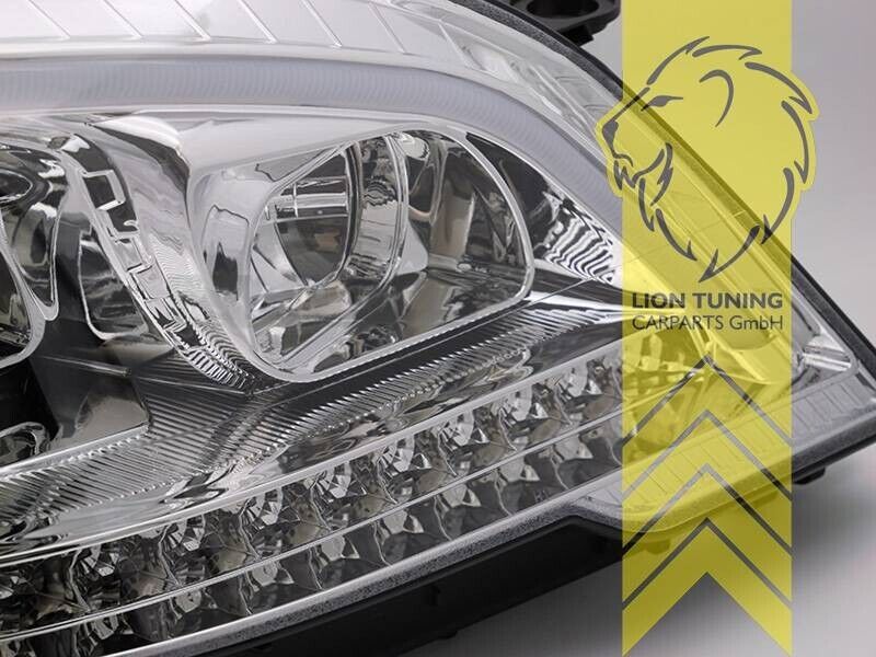 LT LED DRL Lightbar Headlights Mercedes W164 ML M-Class 08+ facelift chrome LHD