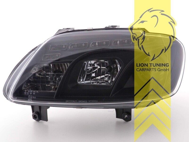 LT LED DRL Lightbar Halo Ring Eye Headlights VW Touran 1T1 1T2 Caddy 3 black LHD