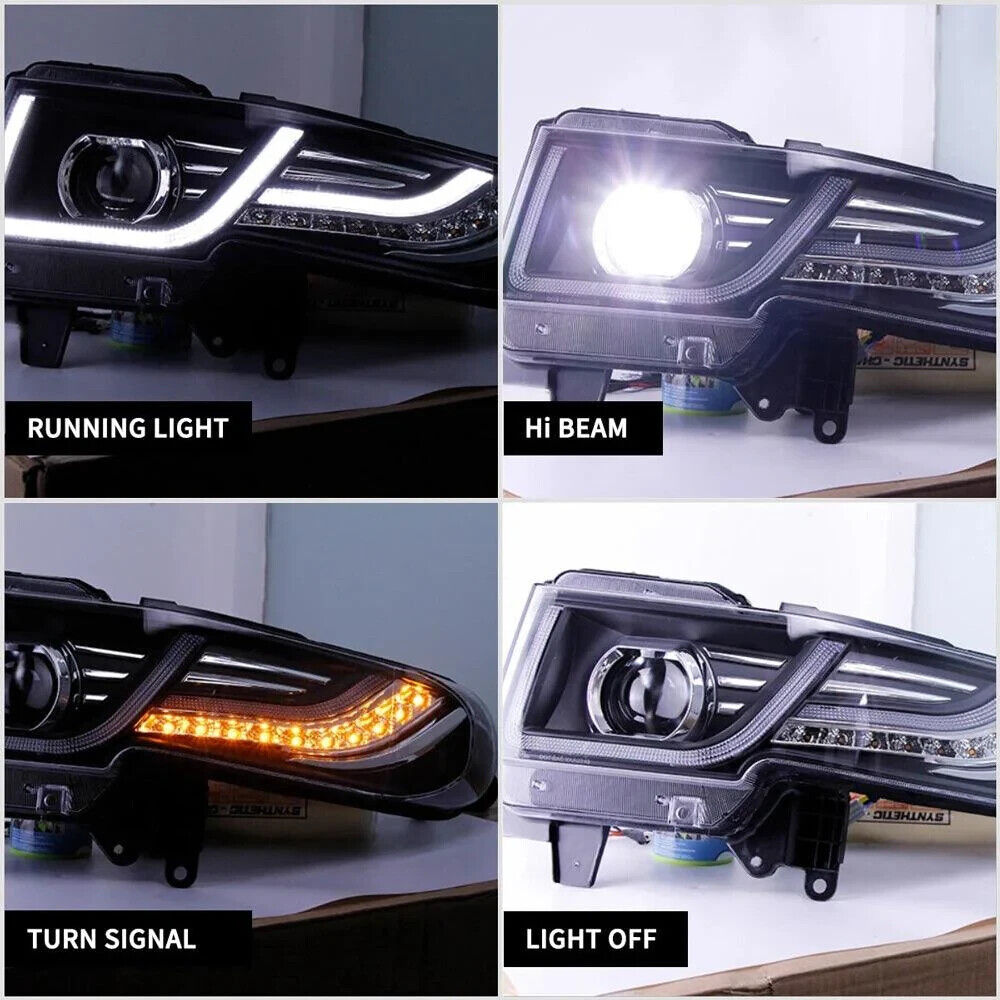 VLAND Toyota Fj Cruiser 2007-2023 SEQ LED DRL Lightbar Headlights + Grilles LHD