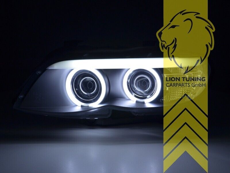 LT LED DRL Halo CCFL H1 Headlights BMW X5 E53 black for XENON D2S / H7 03-06 LHD