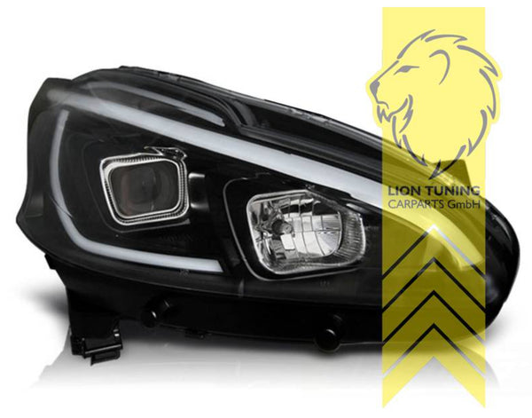 LT LED DRL Lightbar Halo Ring Headlights Peugeot 208 black LHD