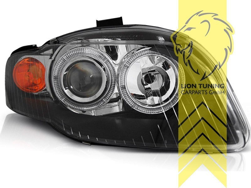LT Pair LED DRL Halo Headlights Audi A4 B7 8E 04-08 Sedan Avant black LHD
