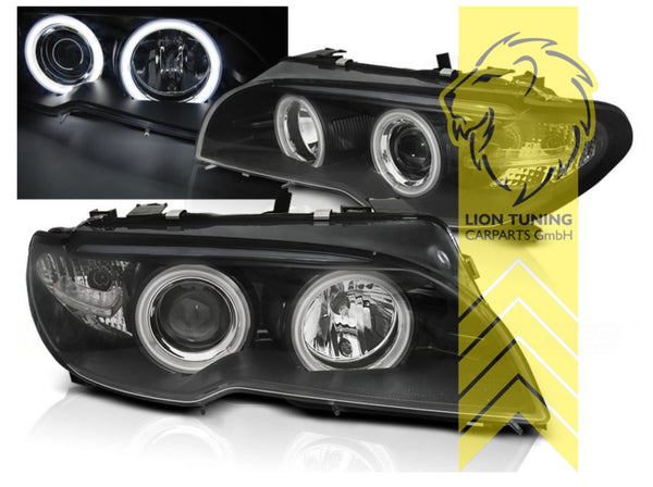 LT LED DRL CCFL Angel Eye headlights BMW 3-Series E46 Coupe Cabrio black LHD