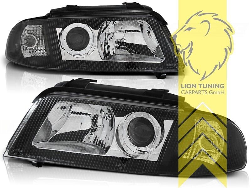 LT Pair Halogen Headlights Audi A4 B5 8D 98-01 Limo Avant Facelift black LHD