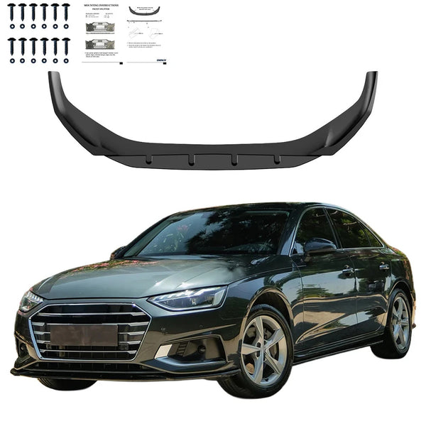 OW Front Bumper Lip Splitter VW AUDI A4 B9 Facelift 2019-2024 Gloss Black