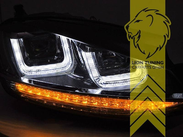 LT Pair LED DRL Lightbar Headlights VW Golf 7 Limo Variant black chrome LHD