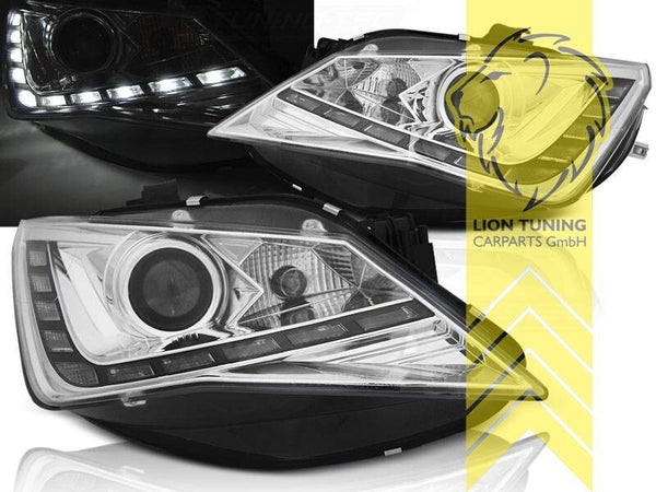 LT Pair LED DRL Halo Lightbar Headlights Seat Ibiza 6J 1 5 8 IV 6 MK6 12-16 Chrome LHD
