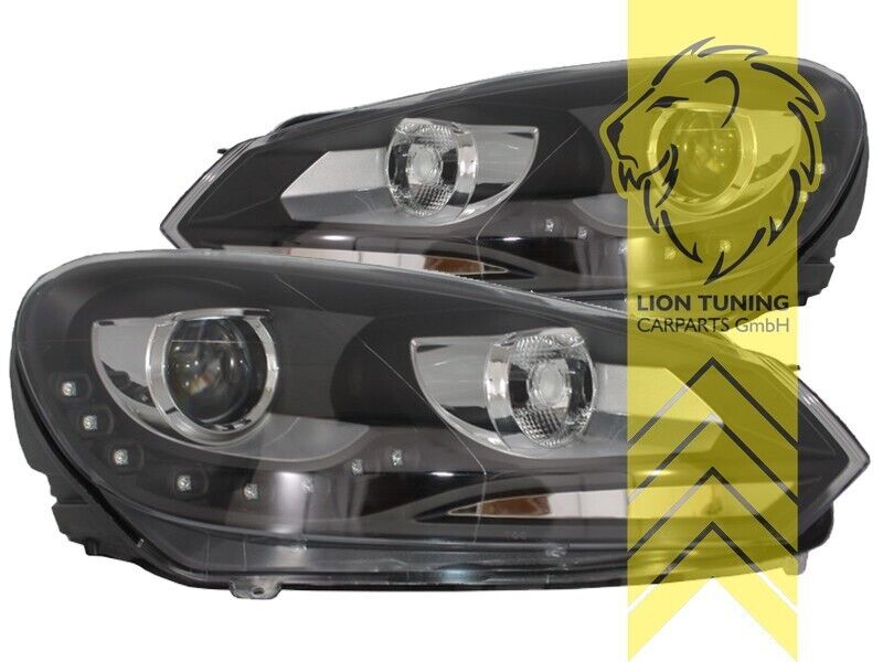 LT Pair LED DRL Halo Ring Headlights VW Golf 6 MK6 08+ sedan variant black LHD