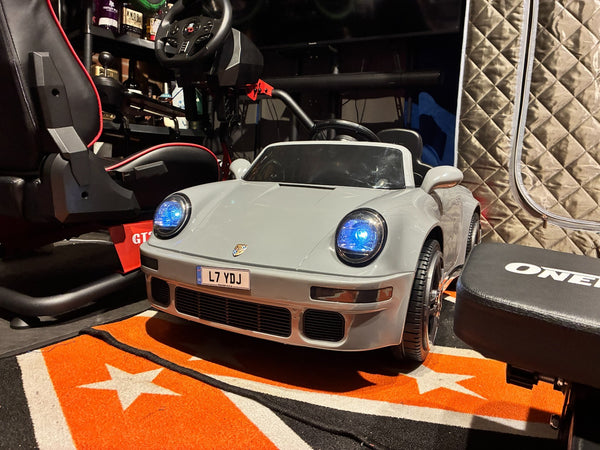 Kids Grey Porsche 911 Ride On Car Licensed RUF CTR 12v Battery Remote BT Stereo Children's Ride-On Car