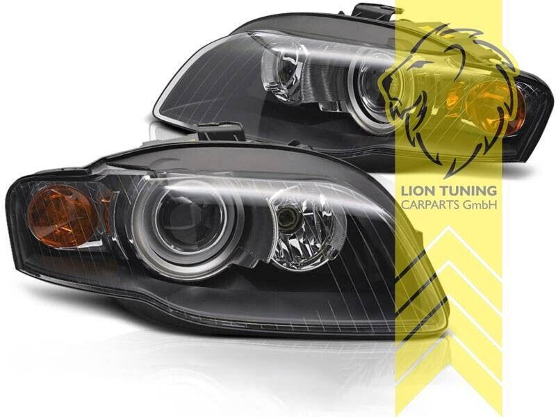 LT Pair LED DRL Halo Headlights Audi A4 B7 8E Limo Avant black Bi-XENON D1S LHD