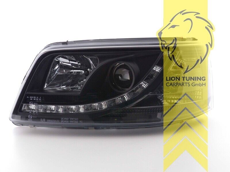 LT LED DRL Lightbar Headlights VW T5 Bus Transporter 03-09 Multivan Black H1 LHD