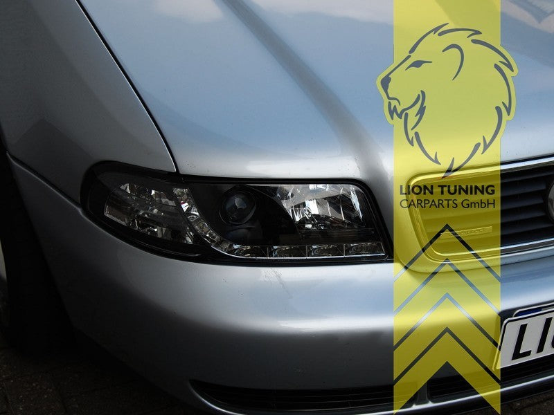 LT Pair LED DRL Lightbar Headlights Audi A4 B5 94-98 Sedan Avant black LHD
