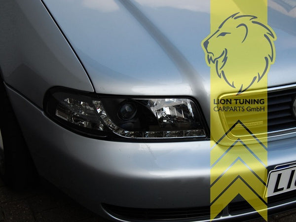 LT Pair LED DRL Lightbar Headlights Audi A4 B5 94-98 Sedan Avant black LHD