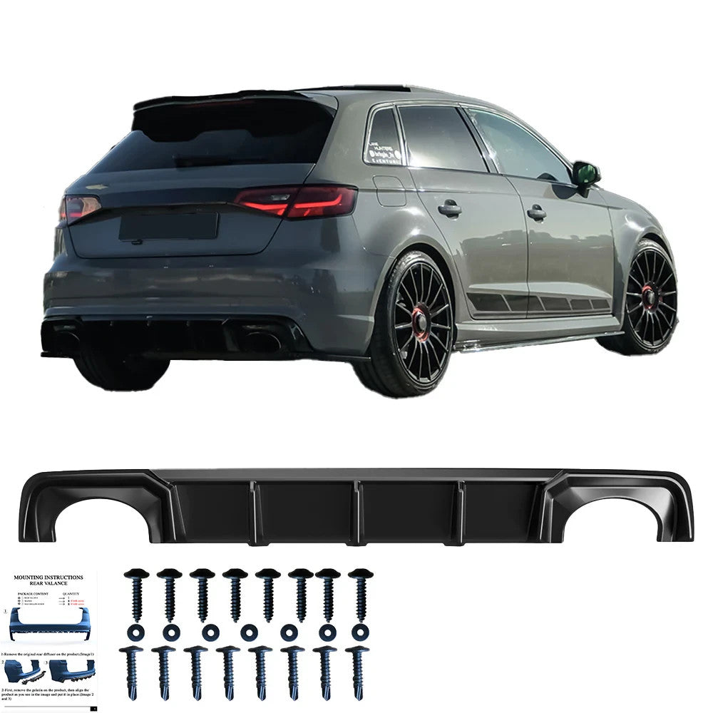 OW Rear Diffuser Diffusor AUDI RS3 Sportback 8V 2015-2016 Gloss Black