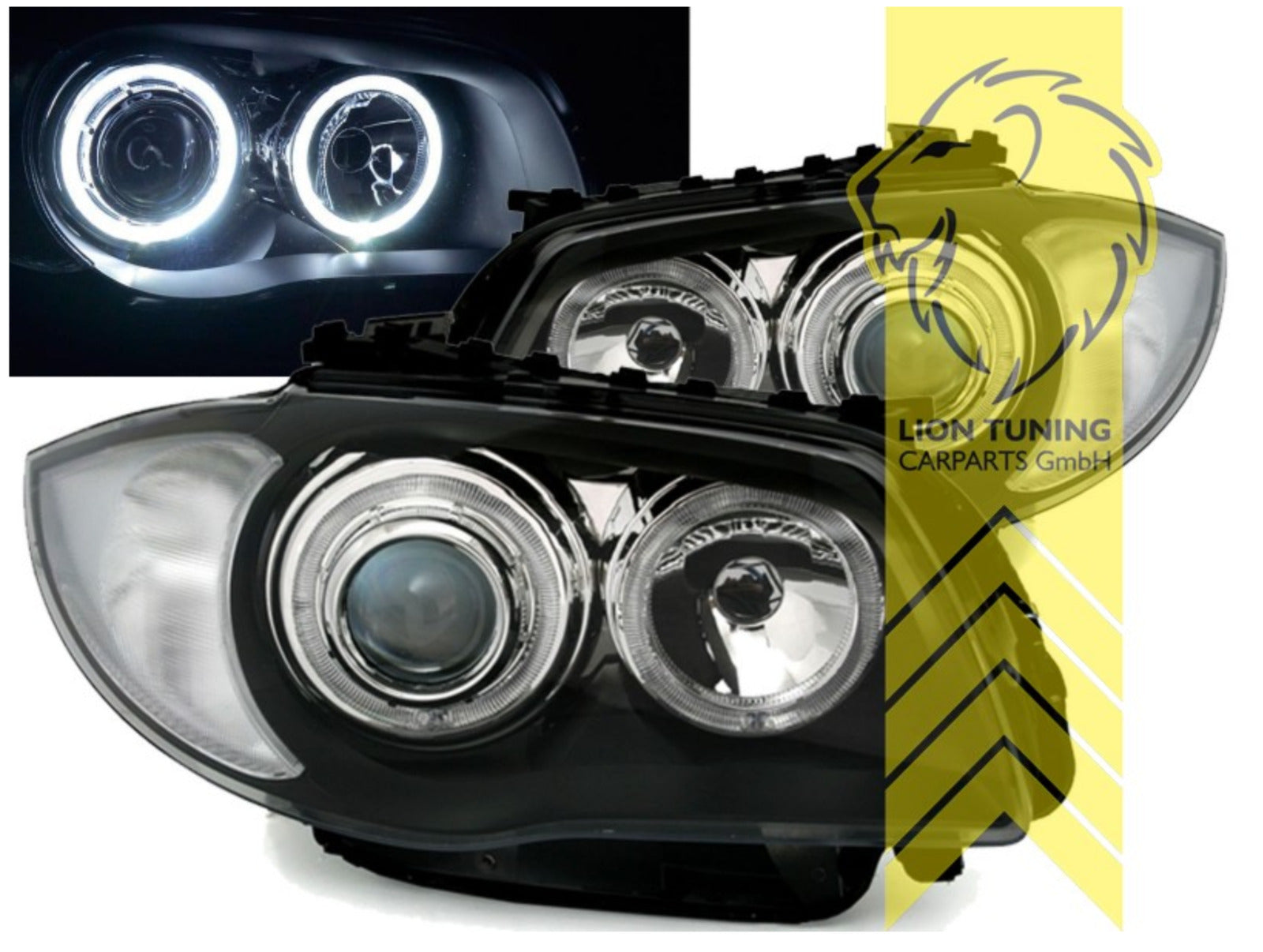 LT LED DRL Angel Eye Halo Ring Headlights BMW 1 Series E81 E82 E87 E88 black LHD