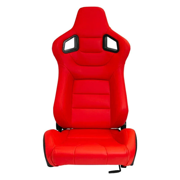 x1 ATS Bright RED & Carbon Weave Car Sim Simulator Bucket Seat + slides