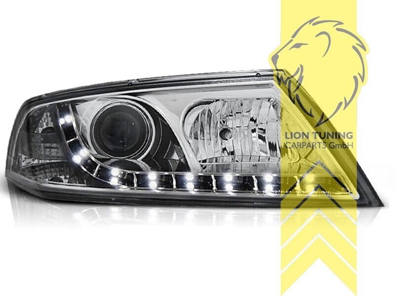 LT Pair LED DRL Lightbar Headlights Skoda Octavia 2 MK2 1Z Chrome XENON LHD