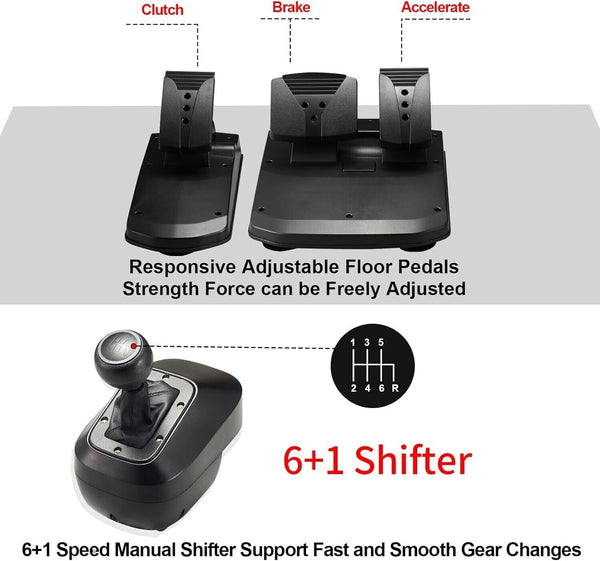 NBCP Racing Wheel Gaming Steering 1080 Driving Sim Car Simulator Pedals Gear