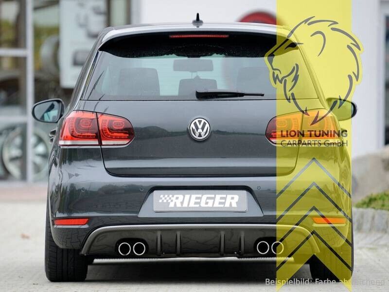 Rieger Black Carbon rear bumper spoiler diffuser for VW Golf 6 GTD Quad Exit ABS