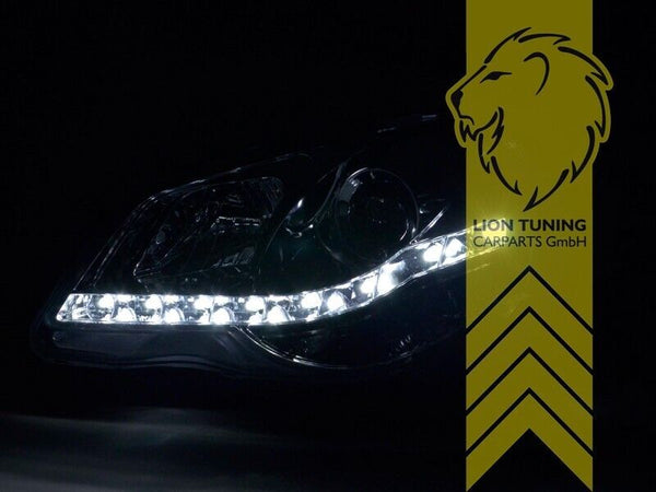 LT LED Halo Lightbar Headlights VW Polo 9N 9N3 05-09 chrome LHD