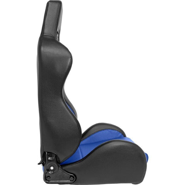 UK Stock - Auto-Style x1 Single - Car & Racing Sim - Universal Reclining Sports Bucket Seat BLACK BLUE + runners