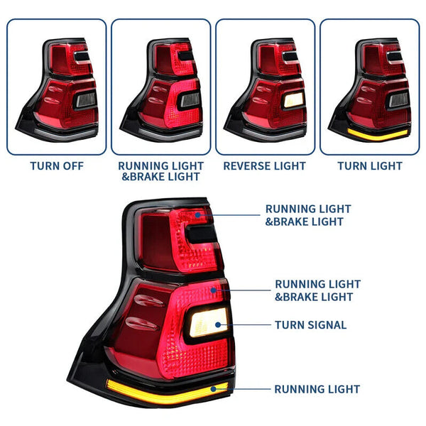 VLAND Toyota Land Cruiser Prado 2010-2016 LED DRL Lightbar Rear Lights Tail LHD