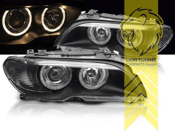LT LED DRL XENON HID D2S H1 Halo Eye Headlights BMW E46 Coupe Cabrio black LHD