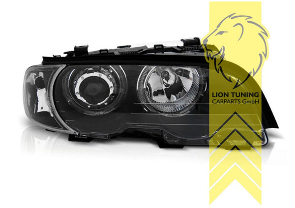 LT LED DRL CCFL Angel Eye Halo Ring Headlights BMW E46 Saloon Touring black LHD