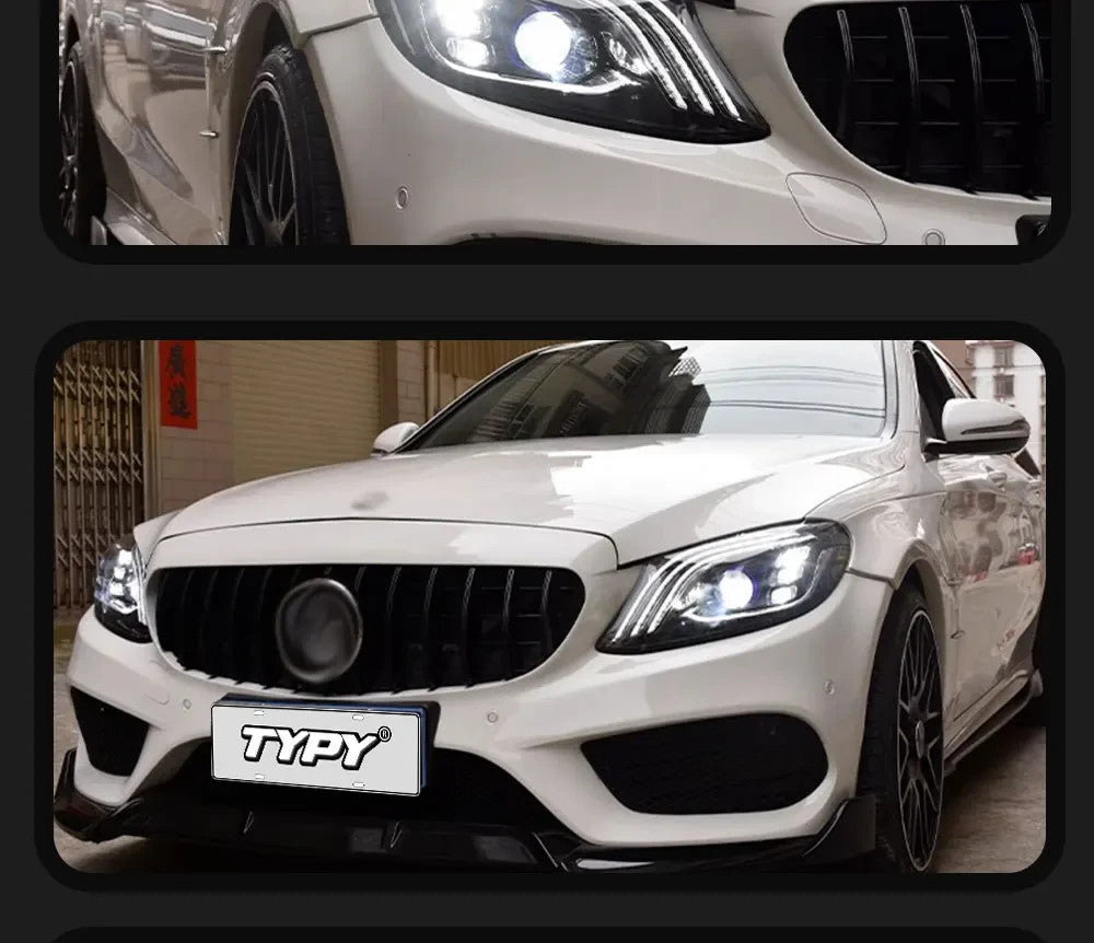 TYPY Pair Benz C-Class W205 15-21 LED DRL Lightbar Headlights LHD
