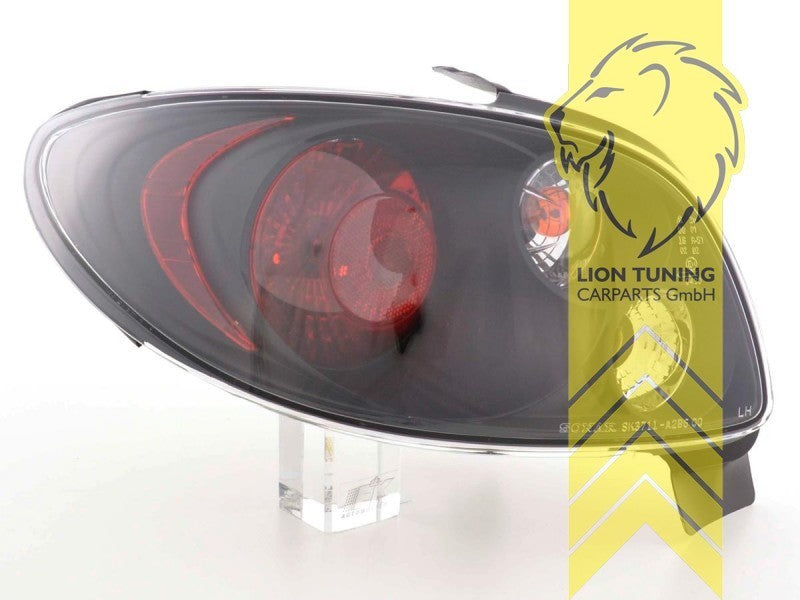 LT Pair Halogen Rear Lights Tail Lamps Peugeot 206 2A/C 98-07 black Red LHD