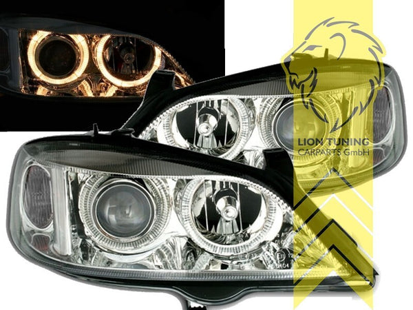 LT Pair LED DRL Angel Eye Headlights Opel Vauxhall Astra G Chrome 98-05 LHD