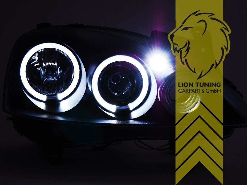 LT Pair LED DRL Angel Eye Halo Headlights Opel Corsa B Combo B 93-01 chrome LHD