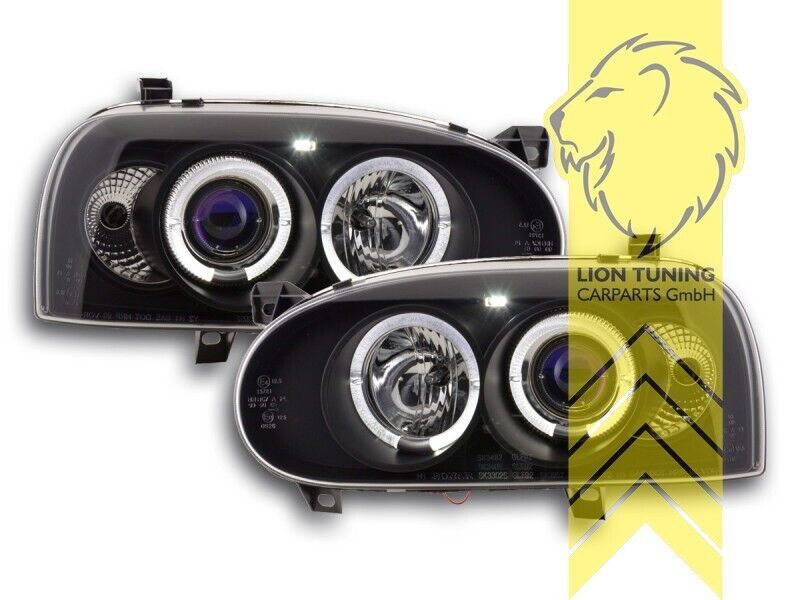 LT Pair H1 Halogen LED DRL Headlights VW Golf 3 Limo Variant Cabrio black LHD