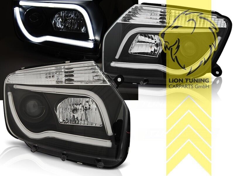 LT Set LED DRL Halo Lightbar Headlights Dacia Duster HS 1 MK1 10-13 black LHD